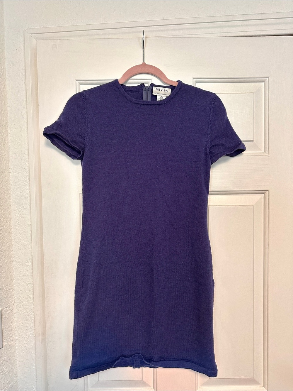 100% Merino Wool Navy Blue Mini Dress